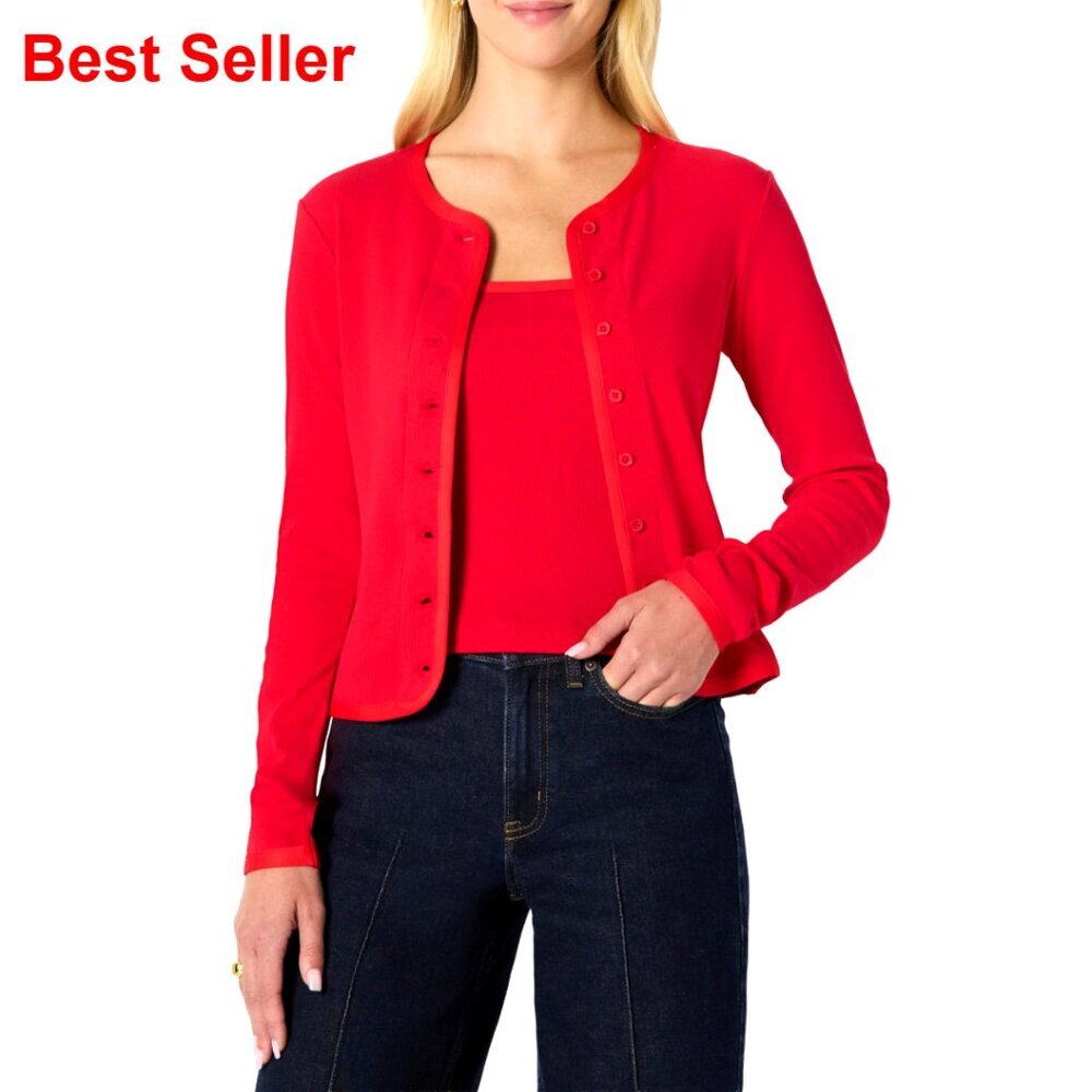 Slim Fit Ribbed Cardigan Cami Set Removable Straps Women's